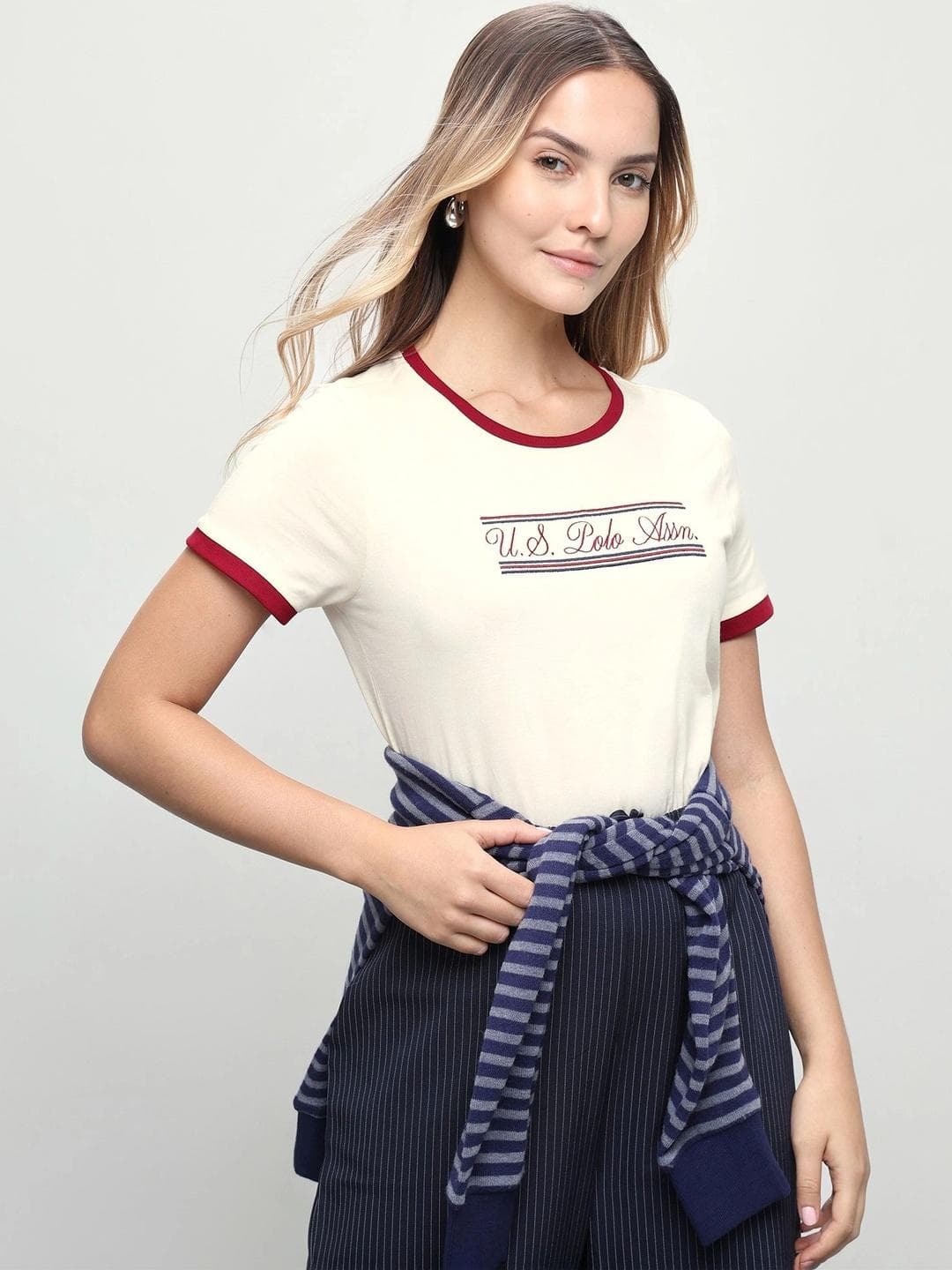 U.S. Polo Assn. Women Women Brand Logo Printed T Shirt