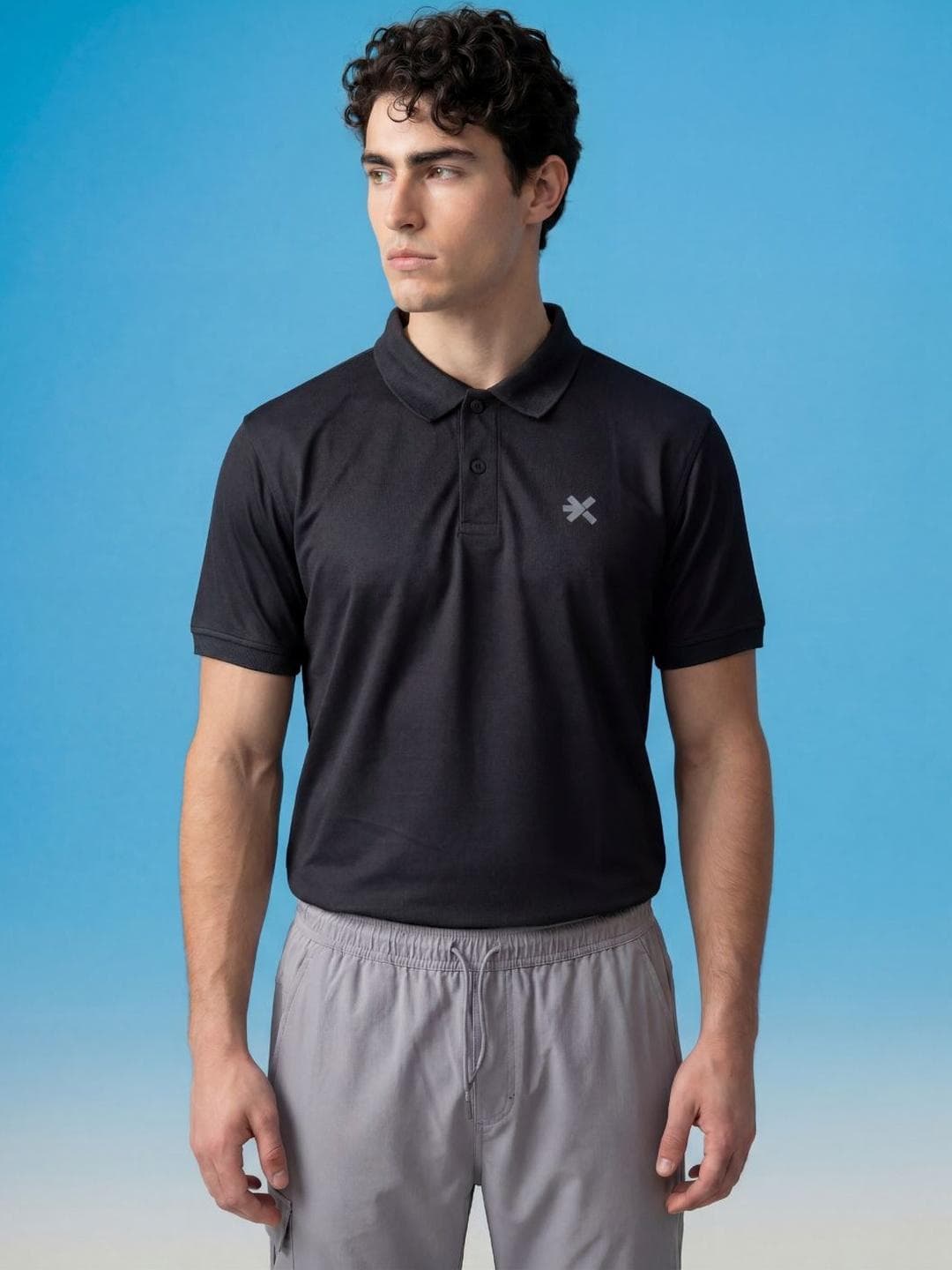 HRX By Hrithik Roshan Men Brand Logo Printed Polo Collar Slim Fit T Shirt