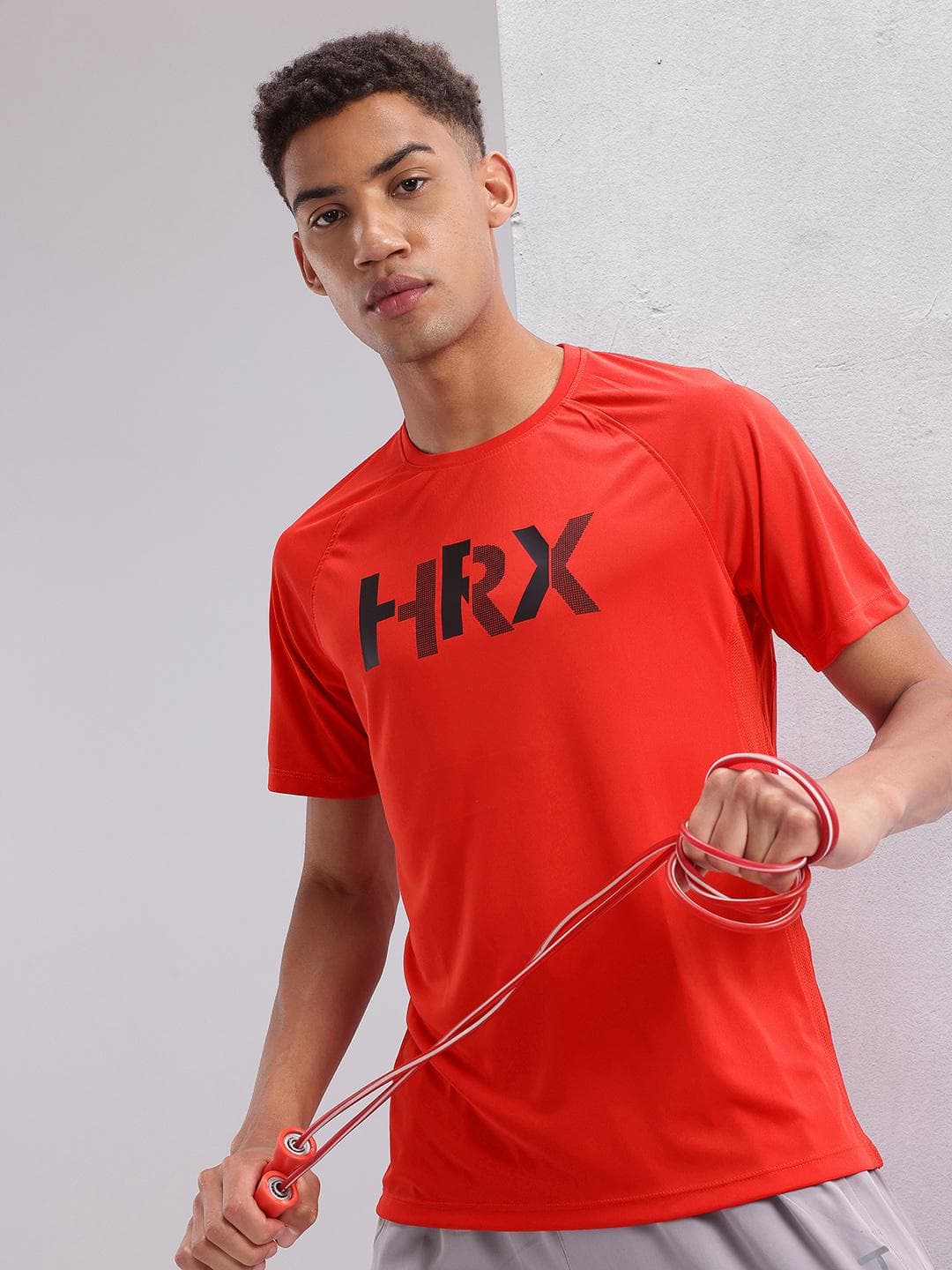 HRX By Hrithik Roshan Brand Logo Printed Raglan Sleeves Rapid Dry Training T Shirt