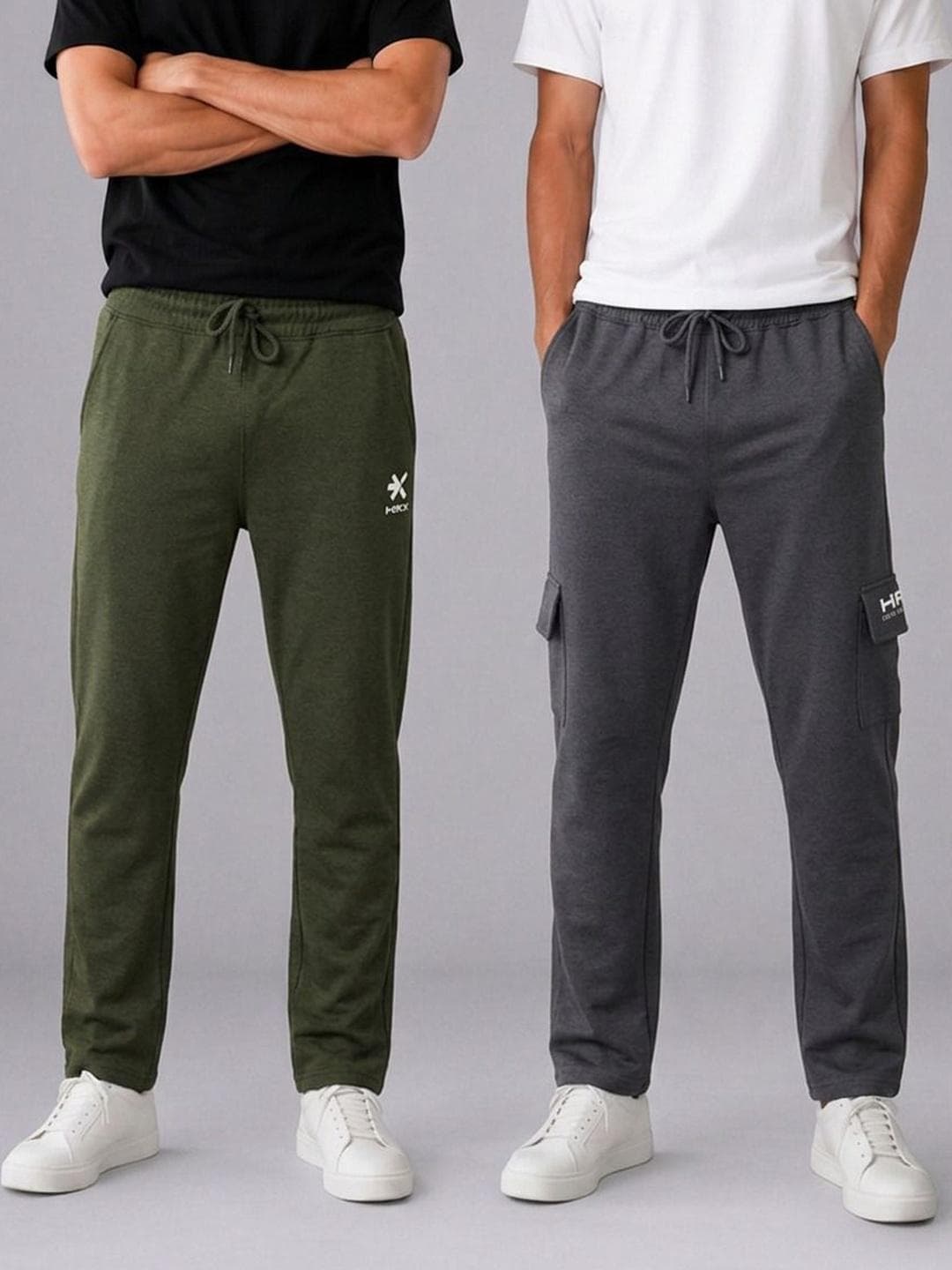 HRX By Hrithik Roshan Men Pack Of 2 Regular Fit Brand Logo Cargos