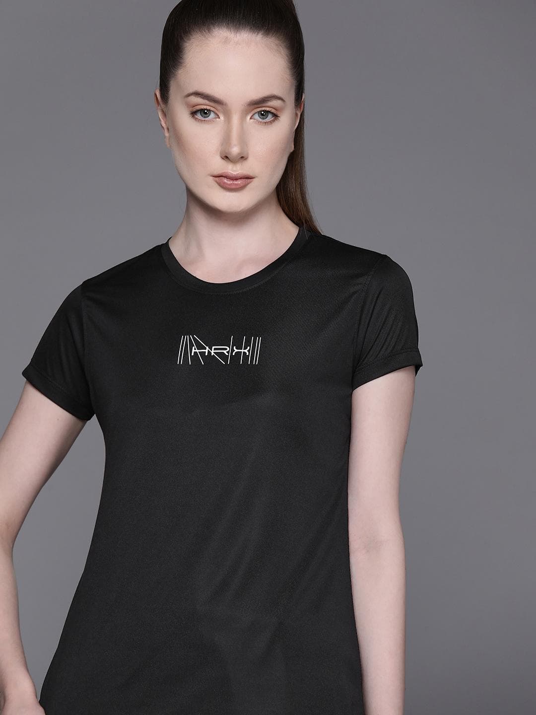 HRX By Hrithik Roshan Women Brand Logo Rapid Dry Training T Shirt With Reflective Detail