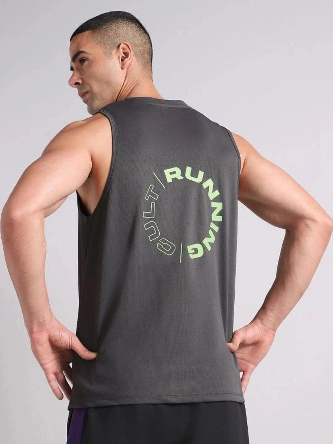 CULT Men Dark Grey Running Pro Tank