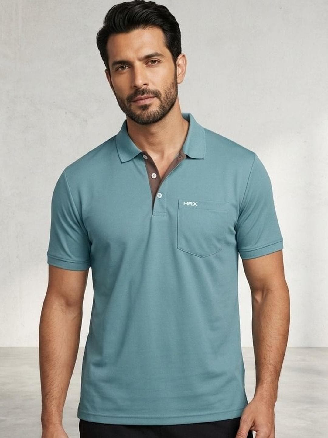 HRX By Hrithik Roshan Men Brand Logo Polo Collar Pockets T Shirt