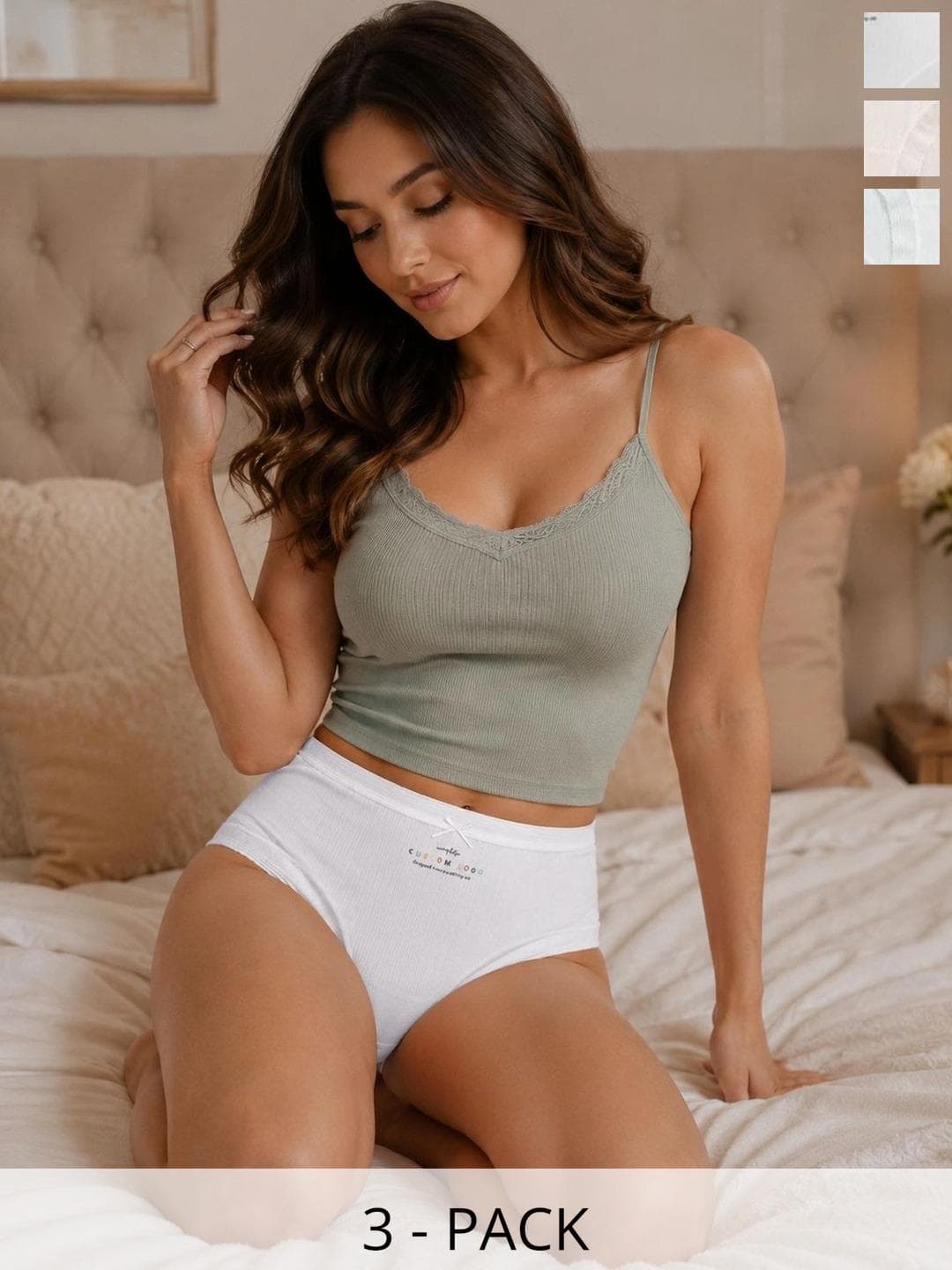 Siswis Women Pack Of 3 Self Design Seamless Assorted Basic Briefs