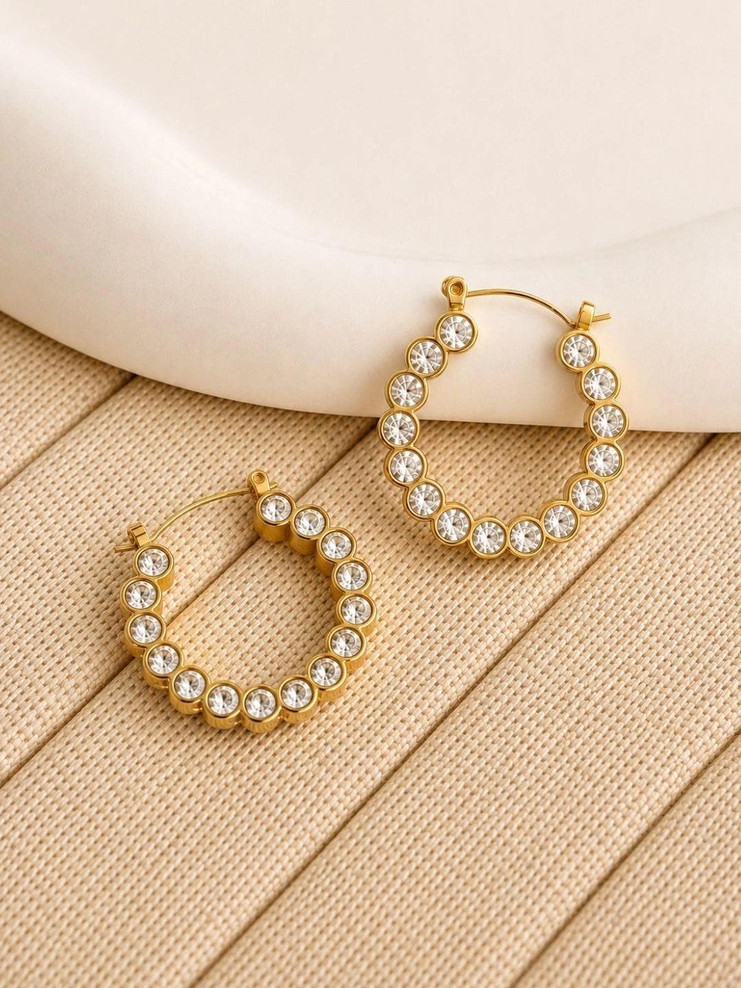 DIVING SWAN Women 18K Thick Gold Plated Kaira Orbit Earrings