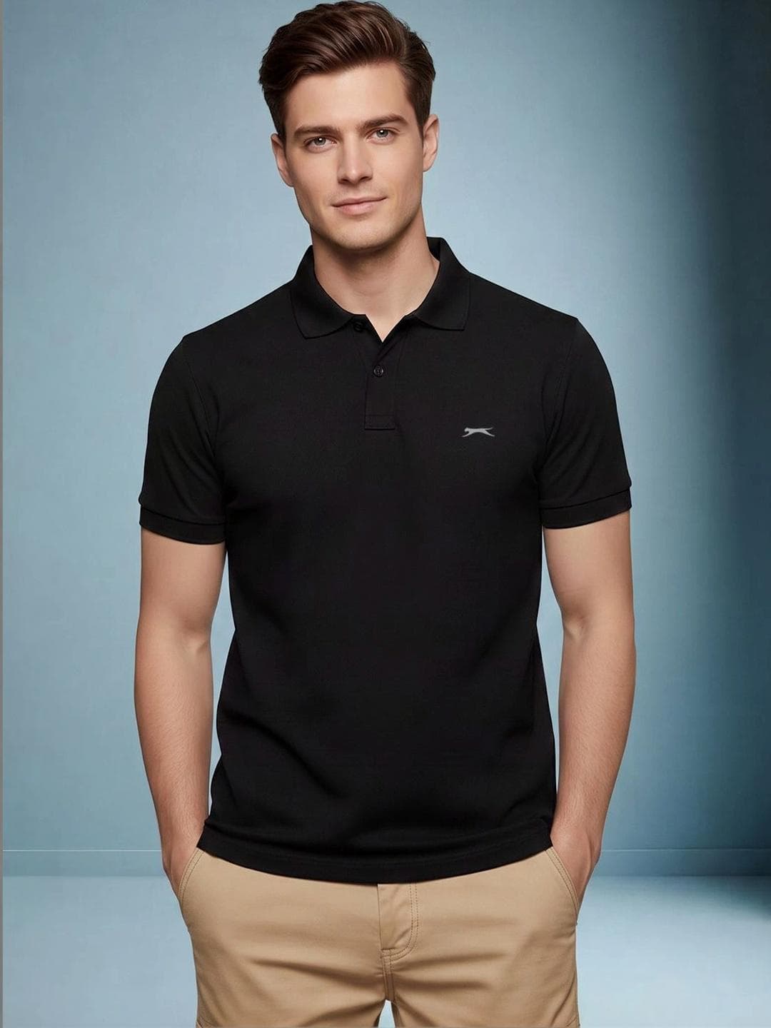 Slazenger Men Brand Logo Polo Collar T Shirt