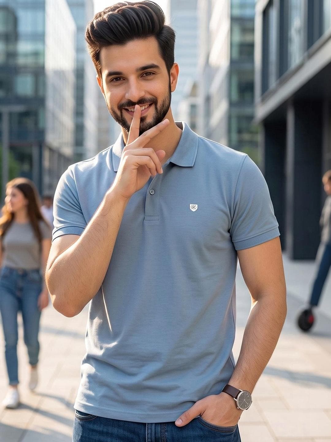 OAKWYN Men Brand Logo Polo Collar T Shirt