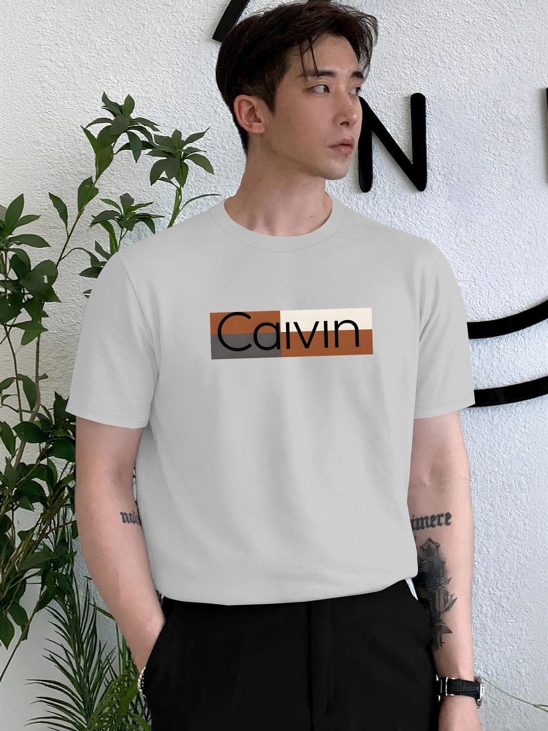 HERE&NOW Men Brand Logo Printed T Shirt