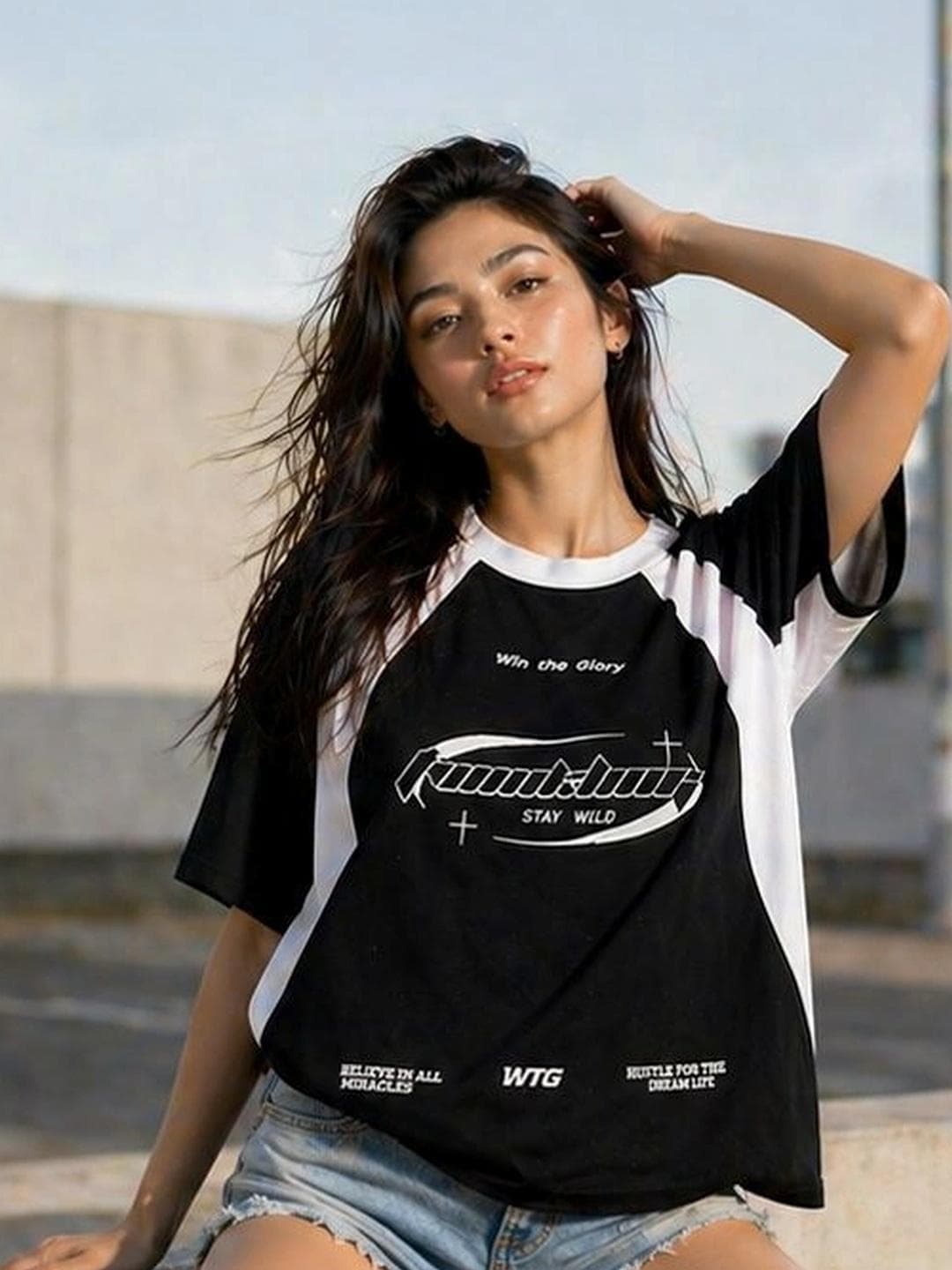 Bounce Back Apparels Women Brand Logo Colourblocked T Shirt