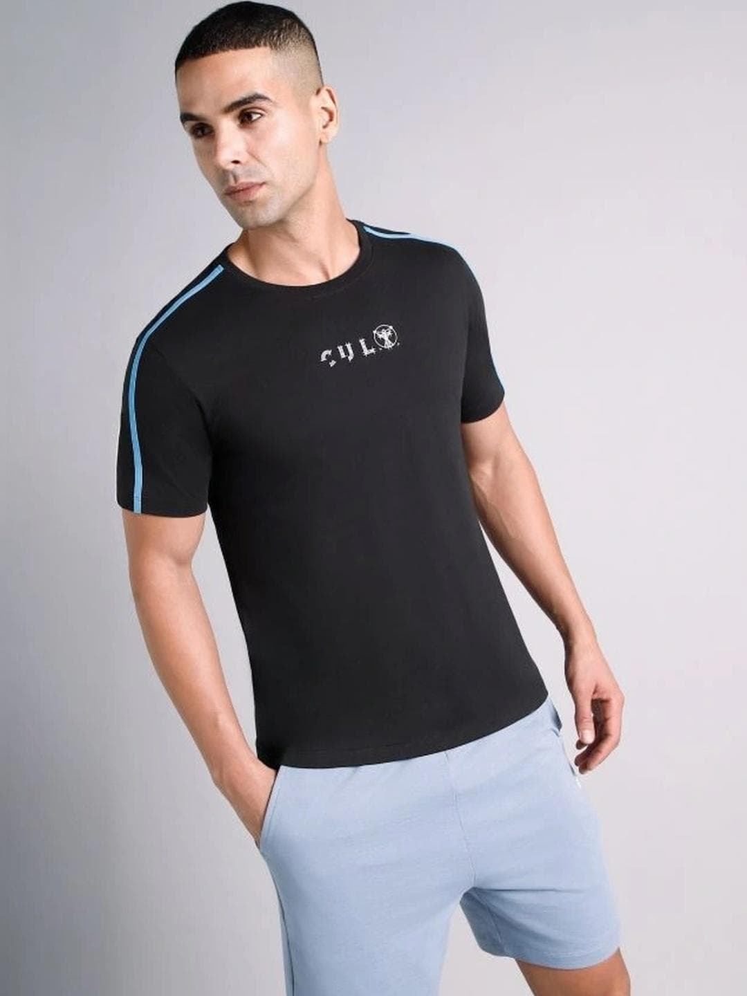 CULT Men Black Contrast Playday Tshirt