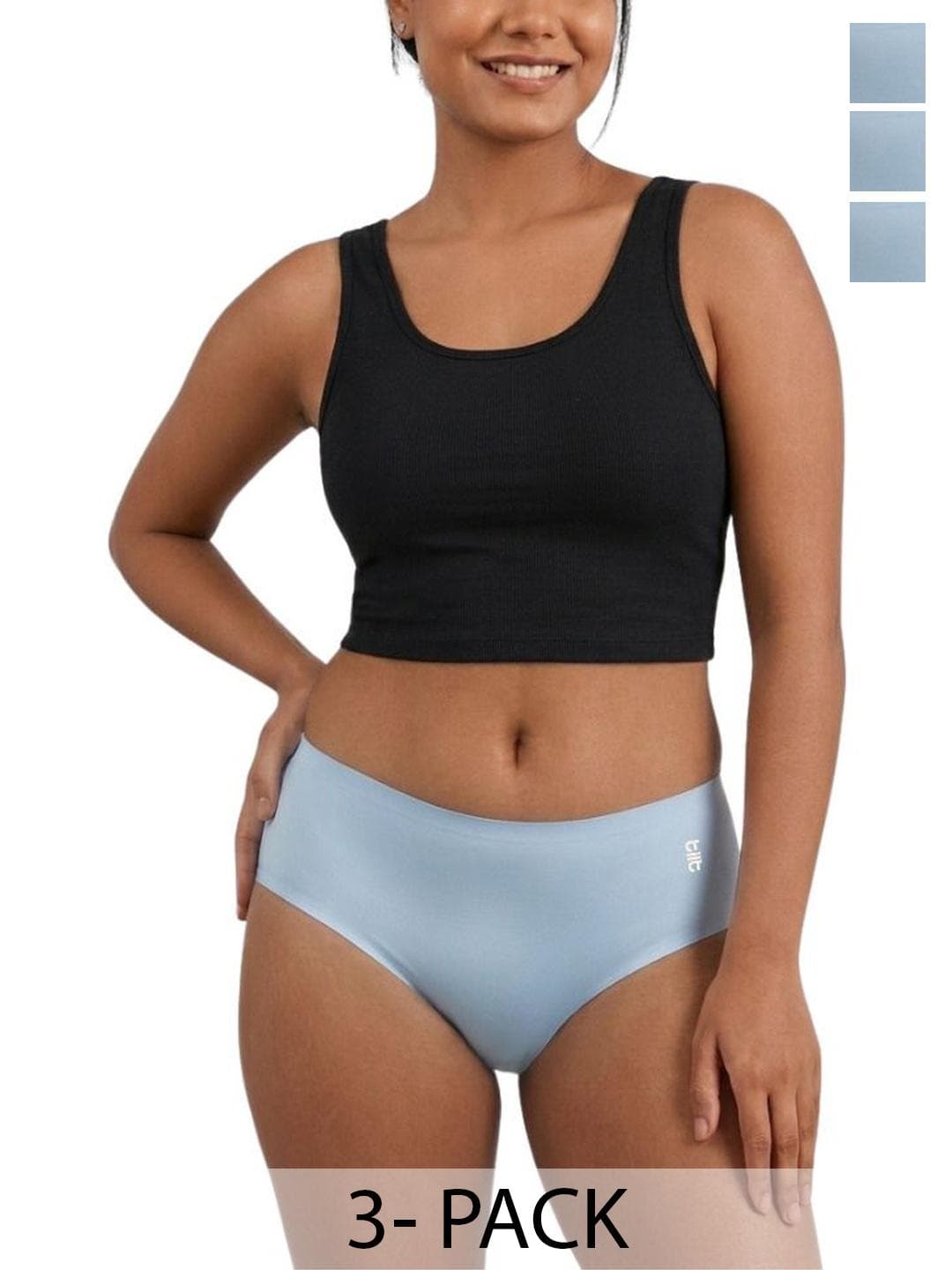 Tilt Women Pack Of 3 Seamless Mid Waist Anti Microbial Briefs