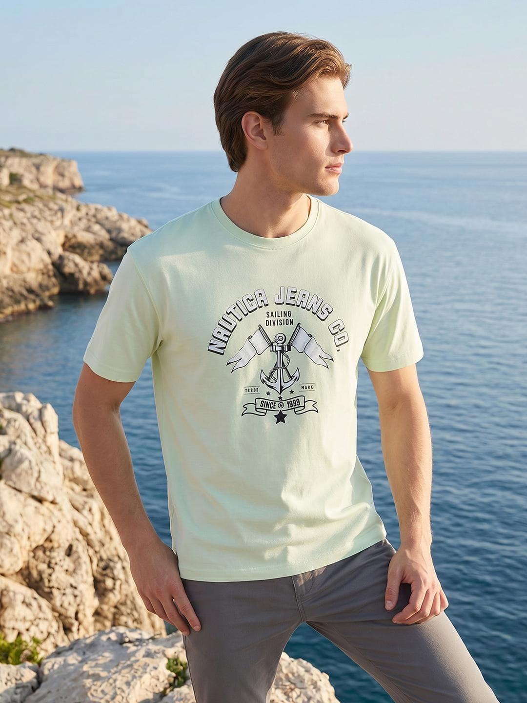 Nautica Oversized Printed Pure Cotton T Shirt