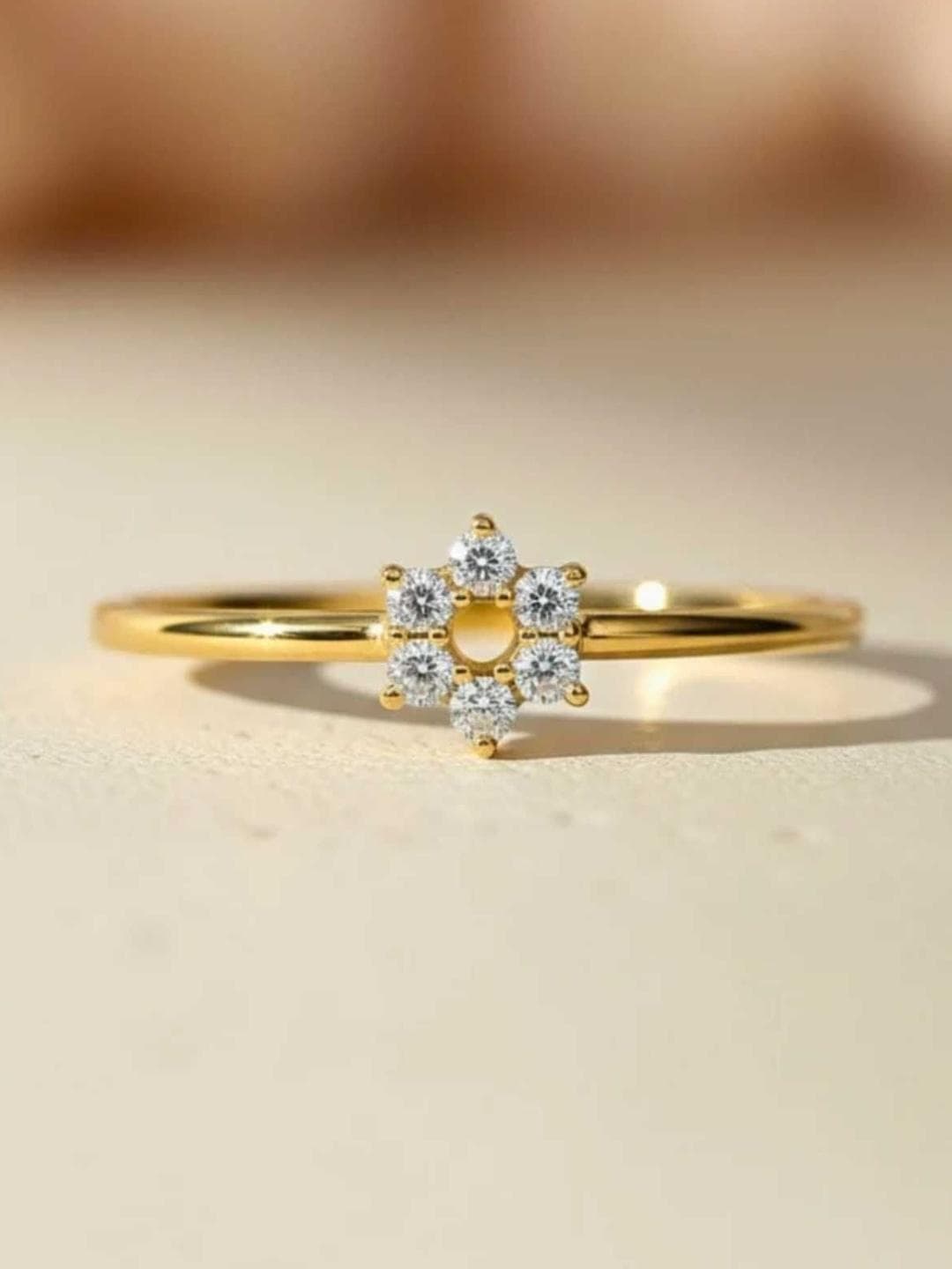 Zarkan Women Sterling Silver Gold Plated Zircon Finger Ring