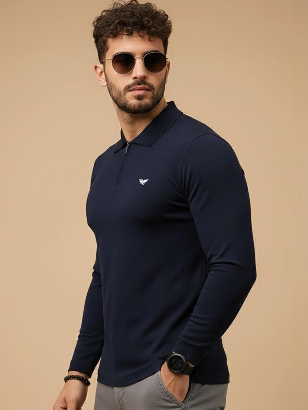 SZN Men Brand Logo Polo Collar T Shirt