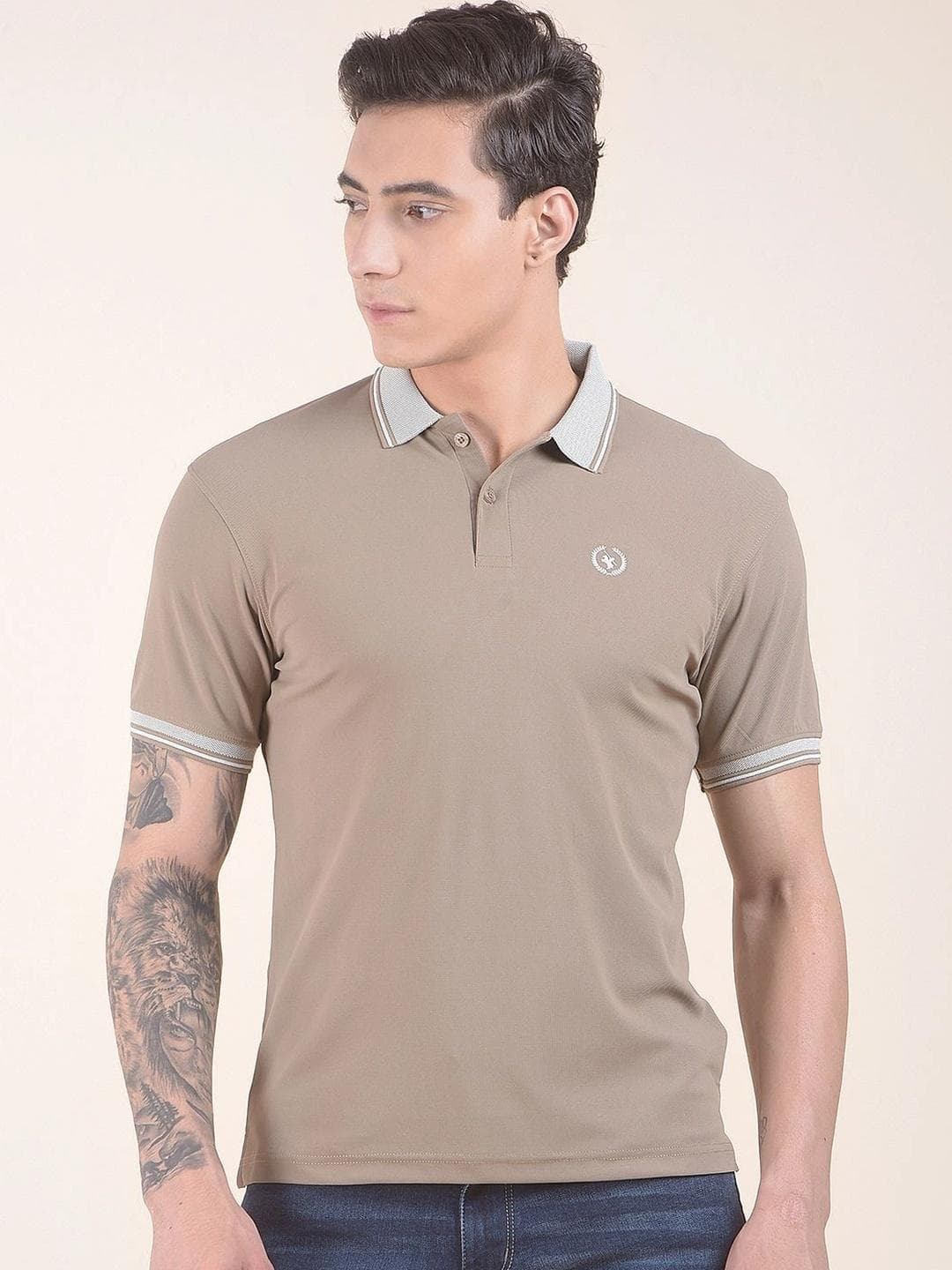 Cantabil Men Brand Logo Polo Collar T Shirt