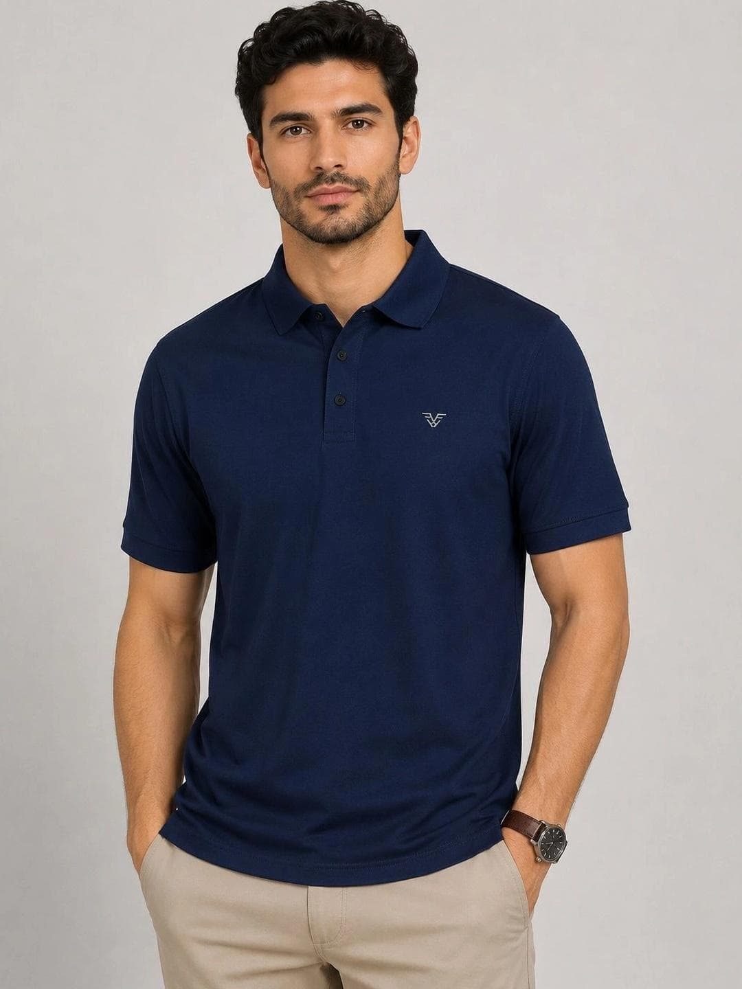 XENOR Men Brand Logo Polo Collar Slim Fit T Shirt