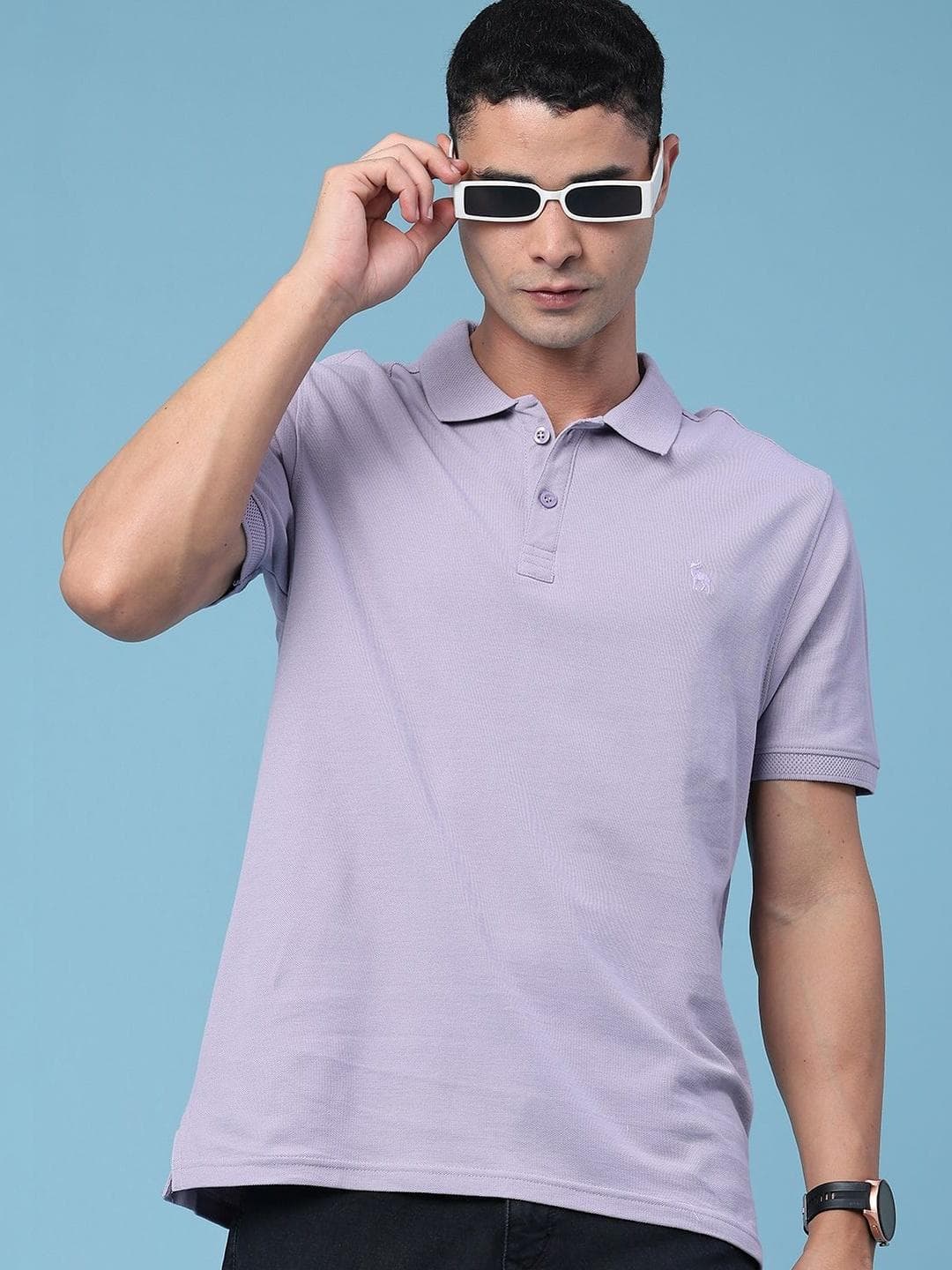 V Mart Men Brand Logo Polo Collar T Shirt