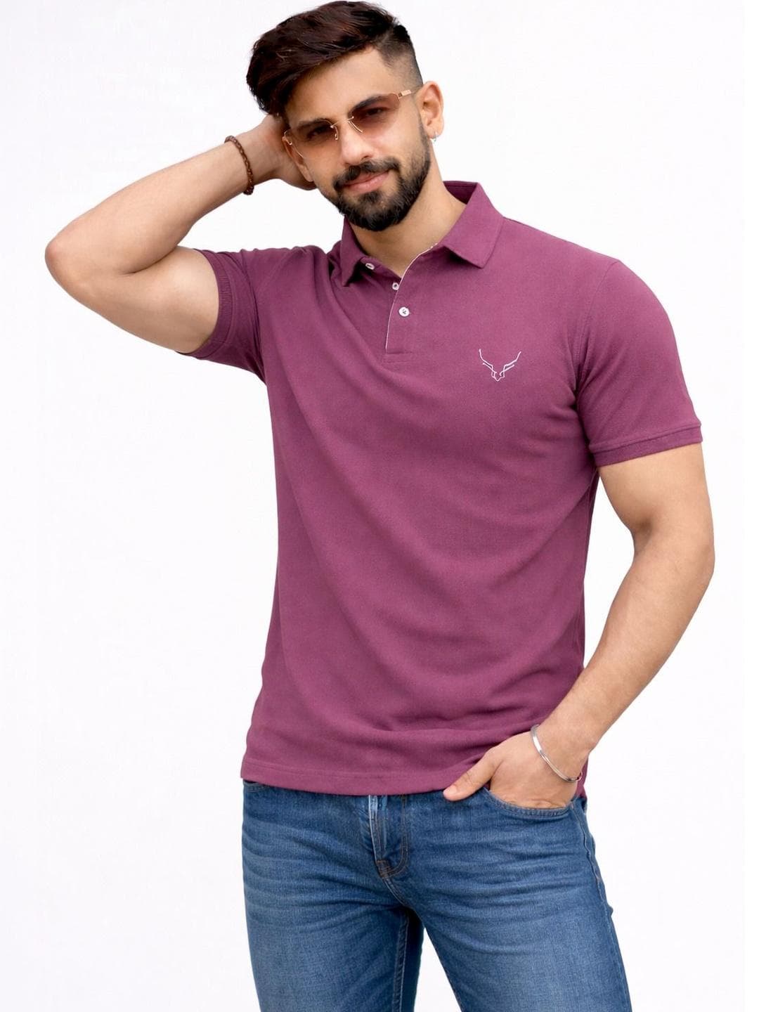 HANABY Men Polo Collar Brand Logo T Shirt