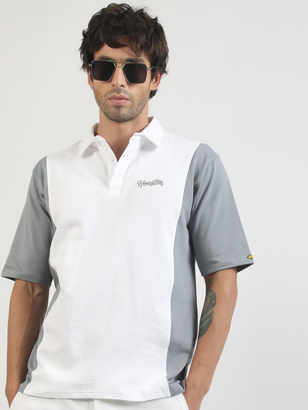 Maniac Men Brand Logo Colourblocked Polo Collar T Shirt
