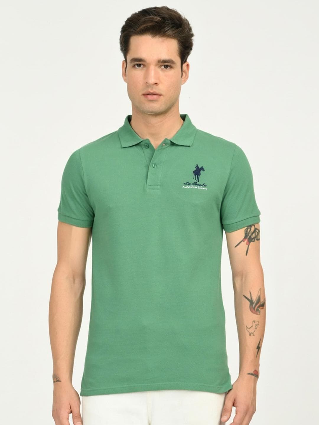 Masculino Latino Men Brand Logo Polo Collar T Shirt