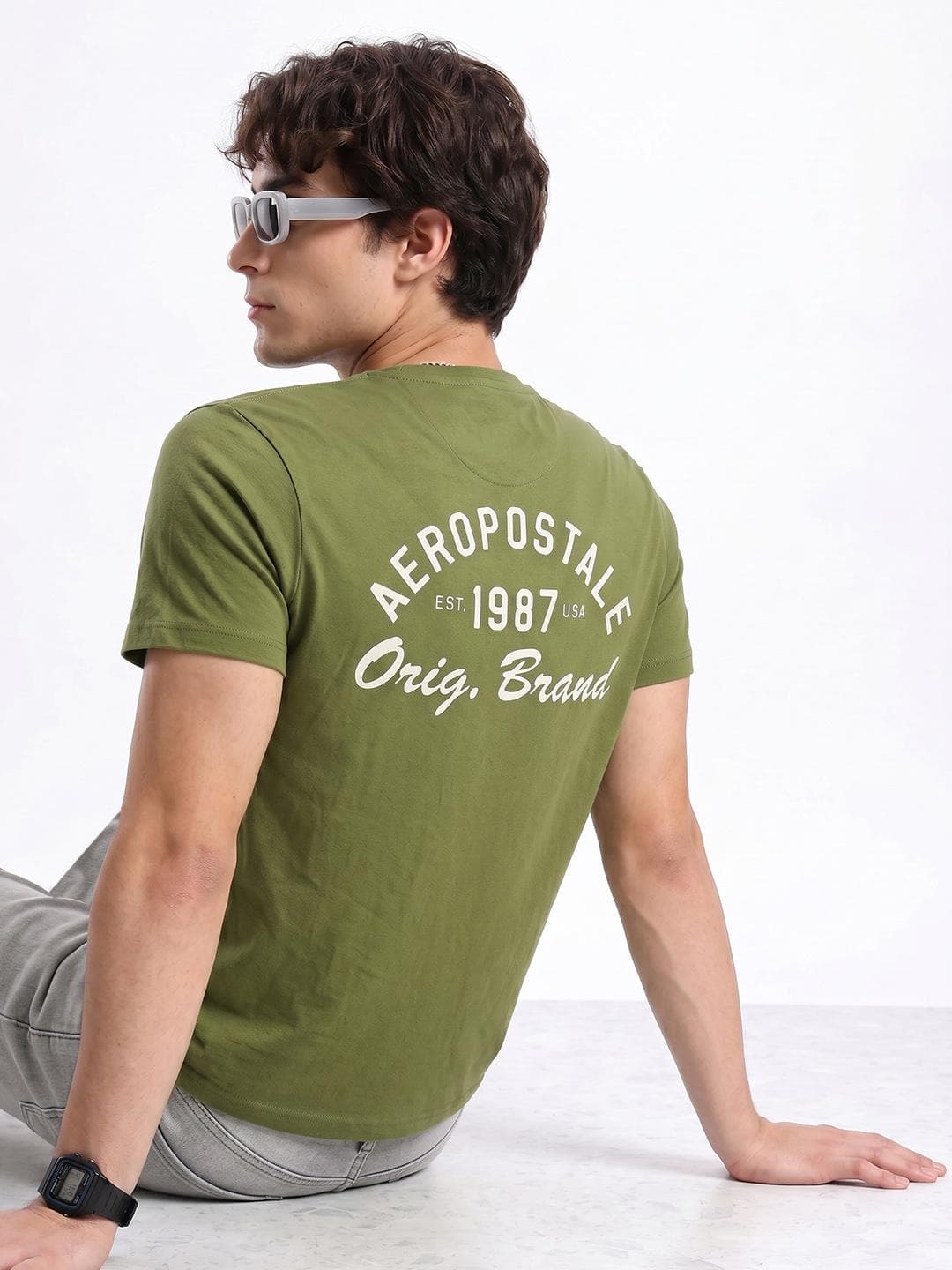 Aeropostale Brand Logo Printed Pure Cotton T Shirt