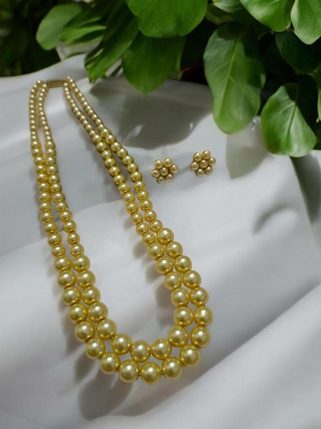 INHANSS Yellow Necklace And Earrings Jewellery Set