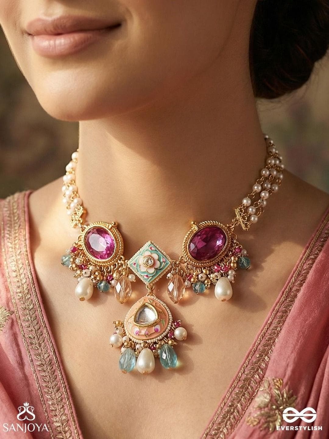 EVERSTYLISH Brass Gold Plated Handcrafted Necklace