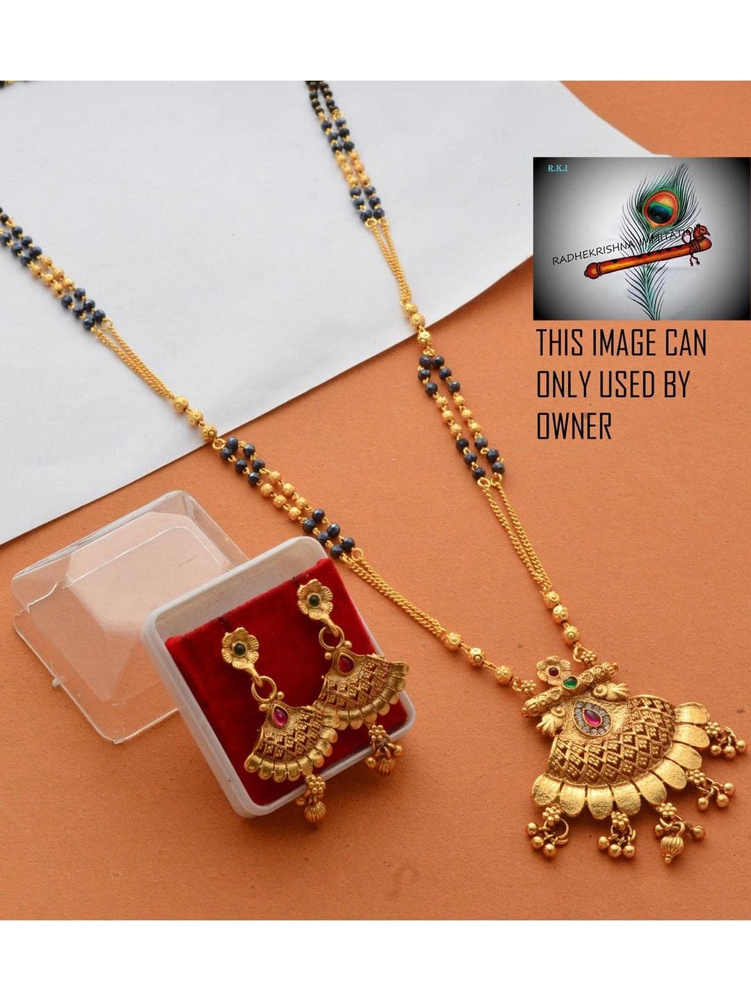 RADHEKRISHNA IMITATION Gold Plated Artificial Stones And Beads Mangalsutra
