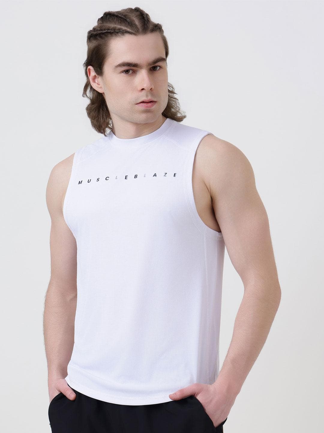 MuscleBlaze Unisex Brand Logo Printed Round Neck Compression T Shirt