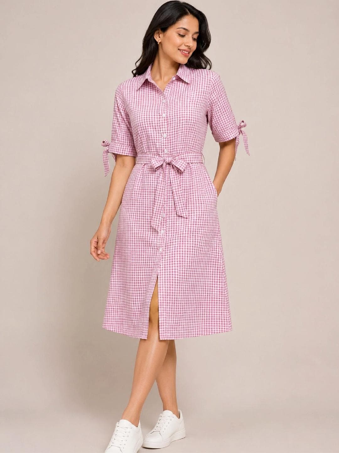 all about you Checked A-Line Midi Dress