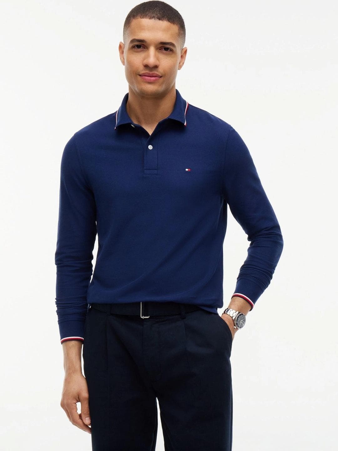 Tommy Hilfiger Men Brand Logo Polo Collar T Shirt