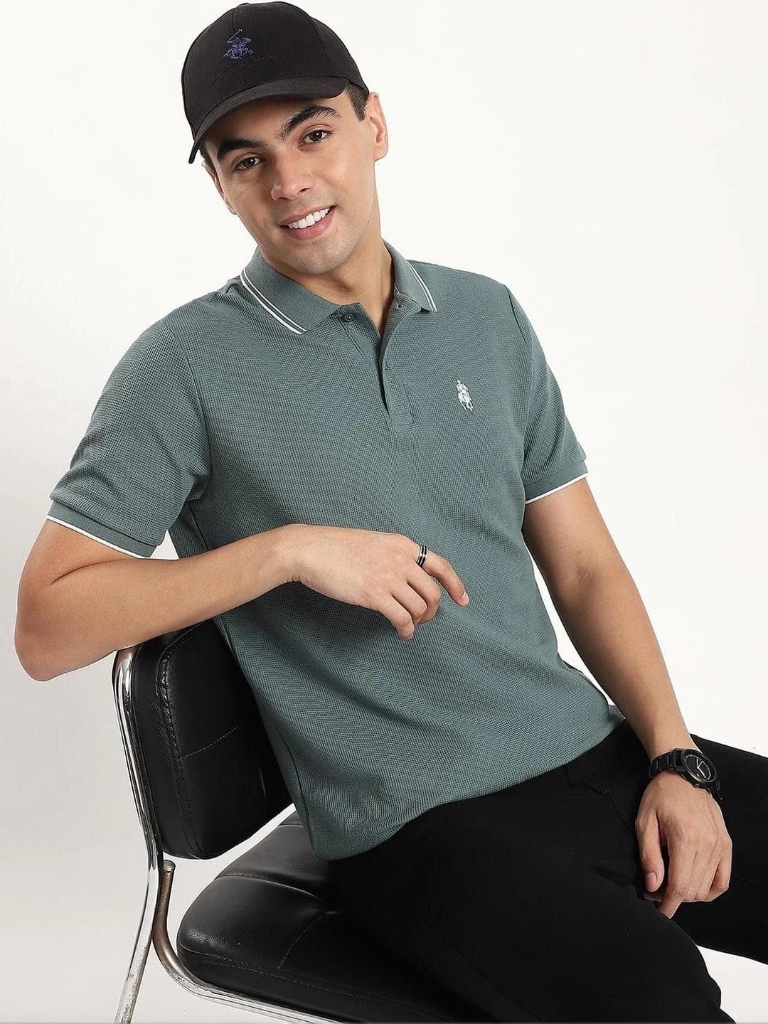 R&B Men Brand Logo Polo Collar T Shirt