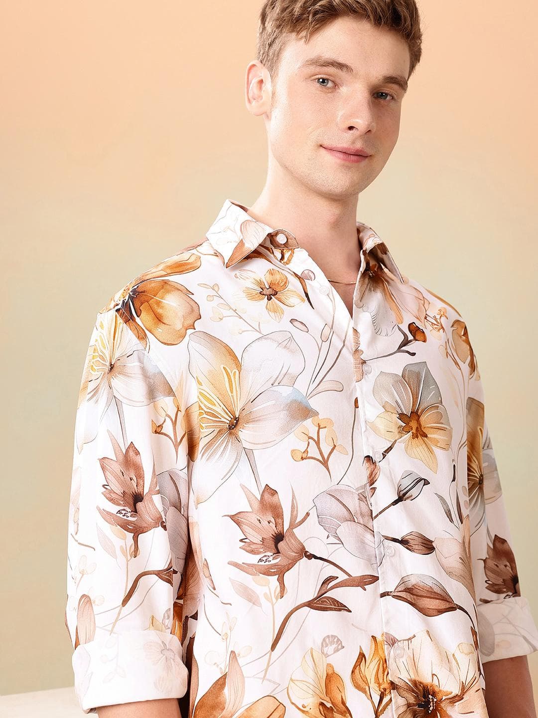 Mast & Harbour Relaxed Fit Opaque Floral Printed Casual Shirt