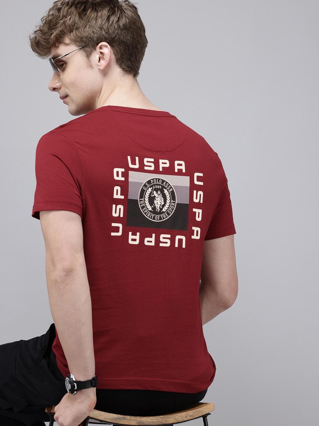 U.S. Polo Assn. Denim Co. Brand Logo Printed Pure Cotton Slim Fit T Shirt