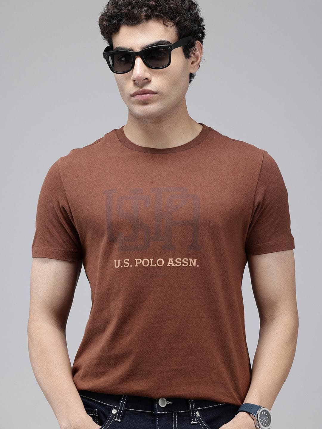 U.S. Polo Assn. Brand Logo Printed Pure Cotton Slim Fit T Shirt