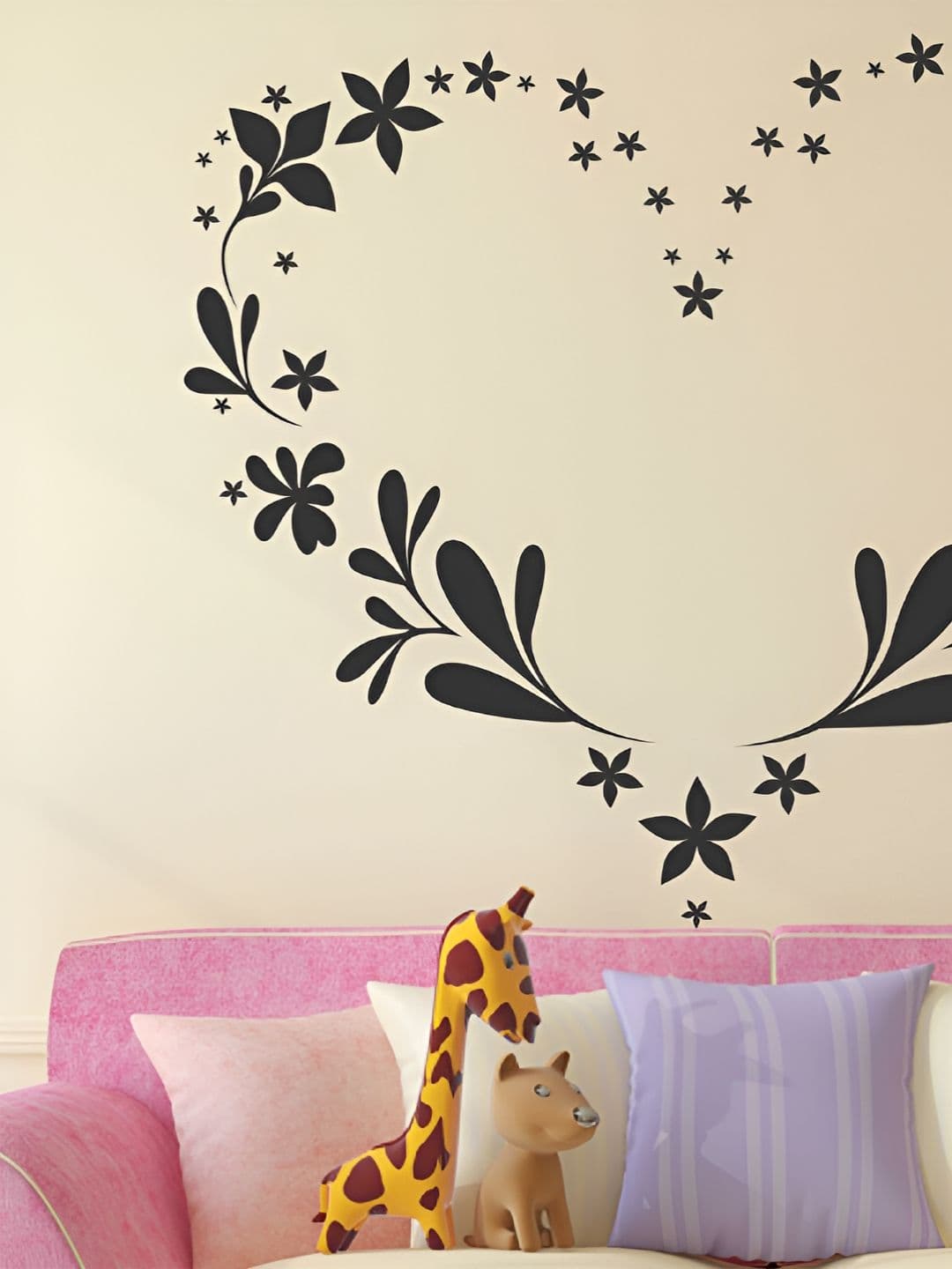 LANSTICK Black Heart Printed Splashproof Wallpaper