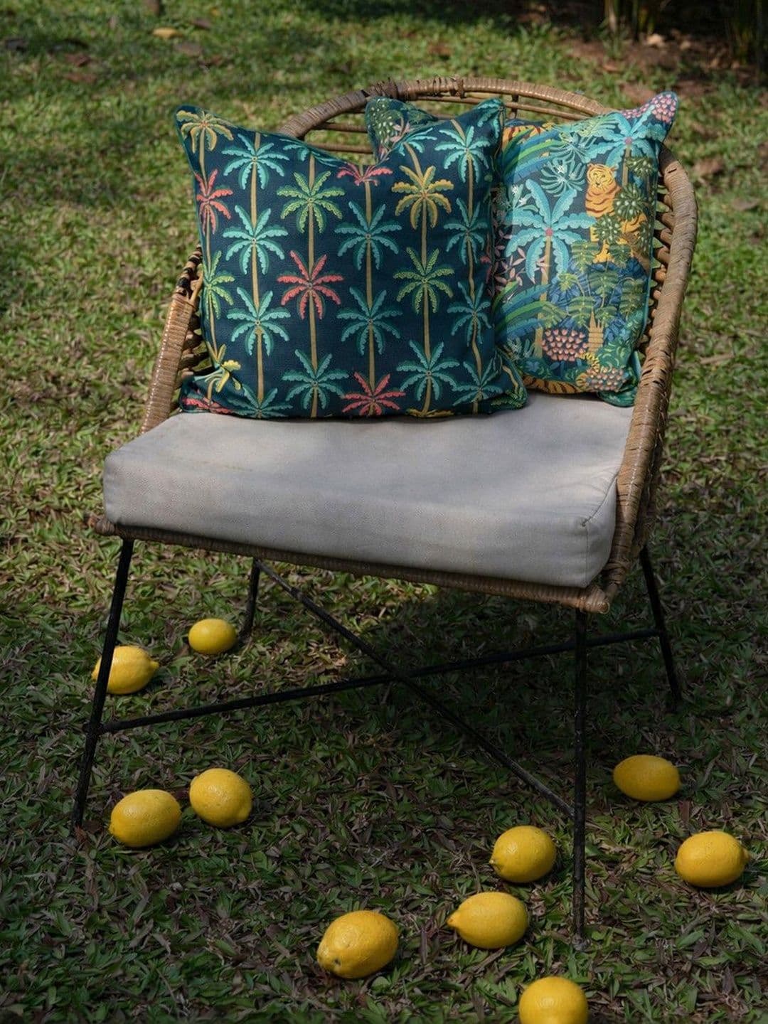 Chumbak Green Floral Square Cushion Covers
