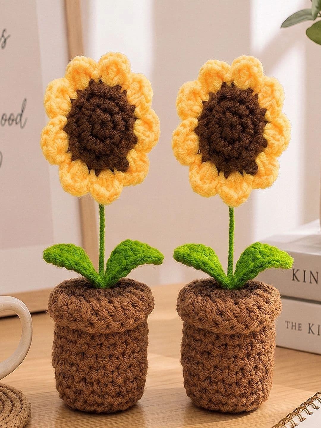 Ascension Multicoloured 1 Pieces Sunflower Artificial Flower With Pot