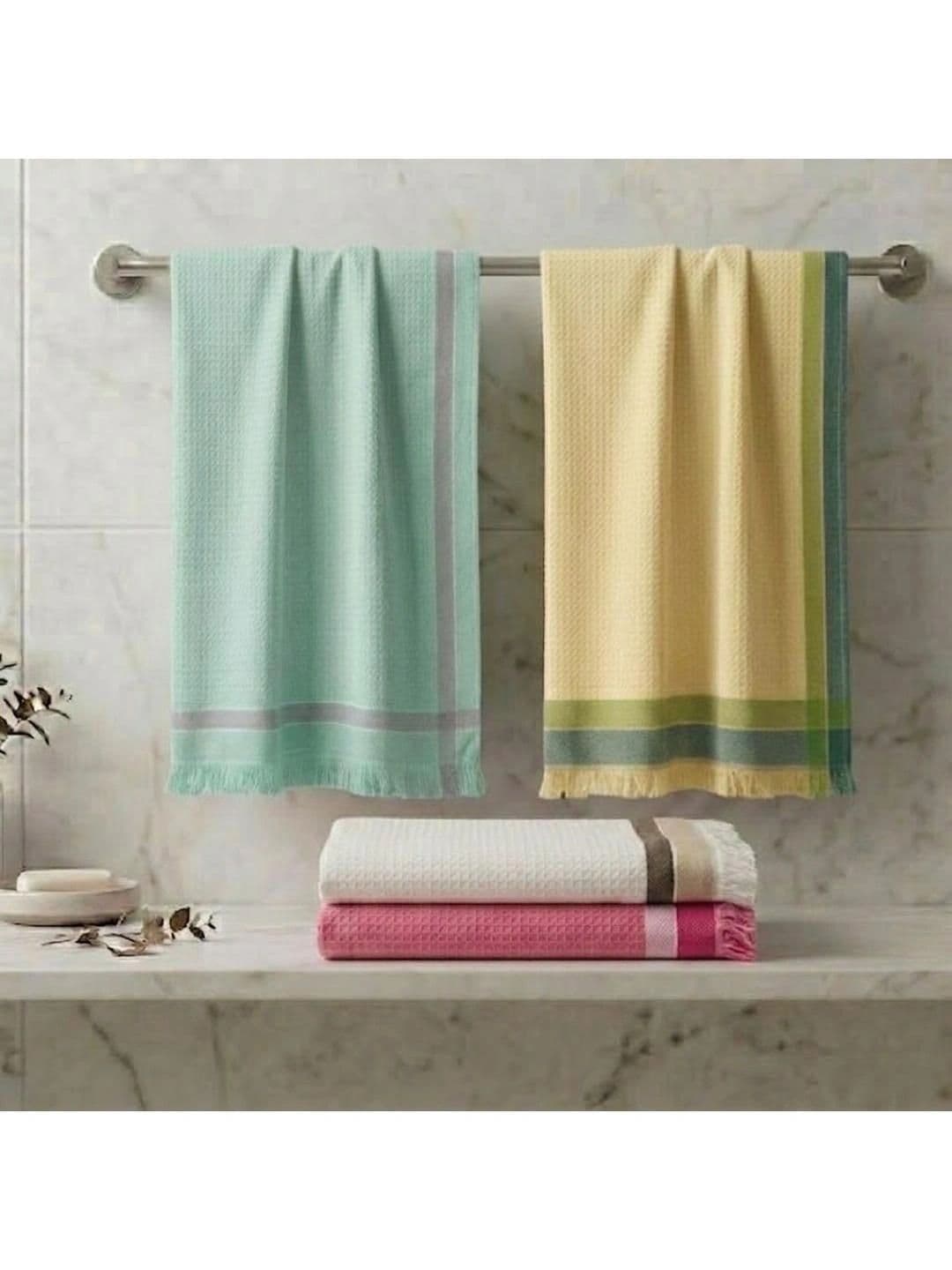 Athom Trendz 210GSM Quick Dry 4PCs Adult Regular Bath Towel 30x59In