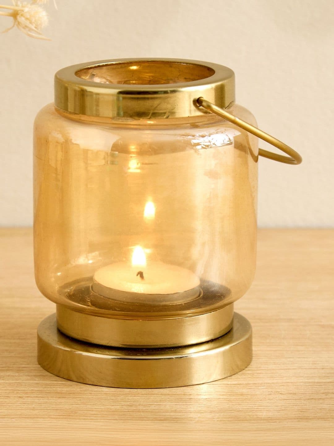 Home Centre Gold Toned & Gold Toned Core Candle