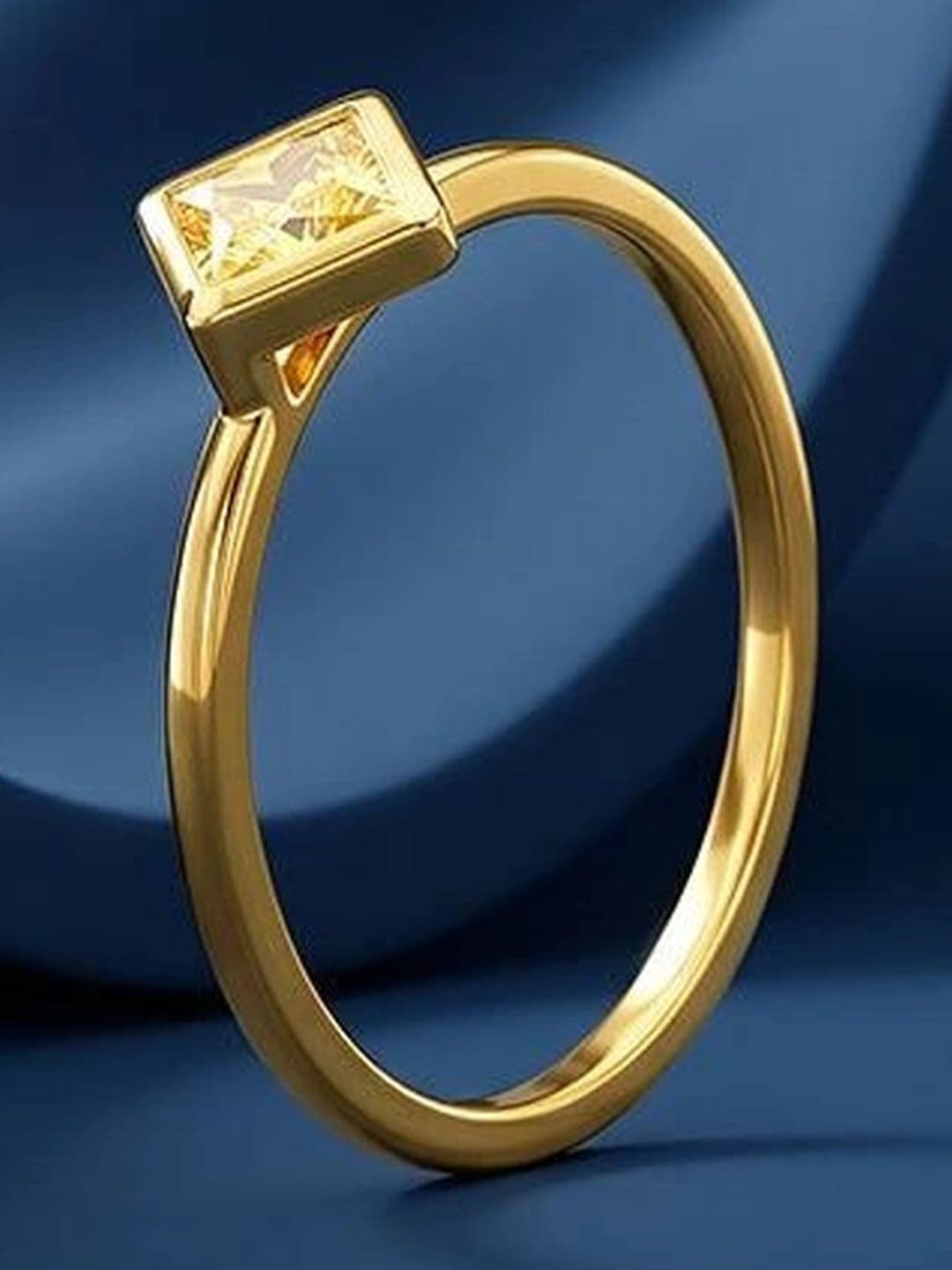 GIVA Women Silver Gold-Plated Cubic Zirconia Finger Ring
