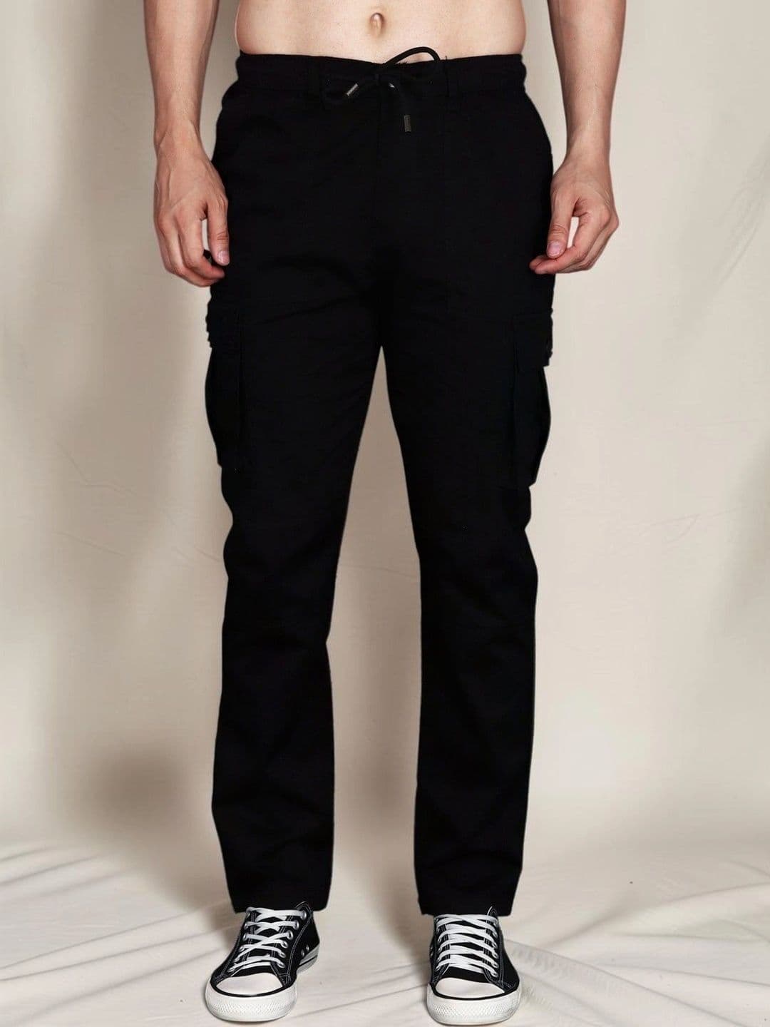 Mast & Harbour Men Relaxed Straight Leg Easy Wash Cargos Trousers