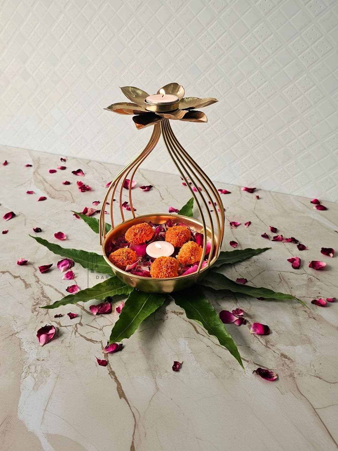 DARPAN KALA Lotus Urli Bowl With Tealight Holder