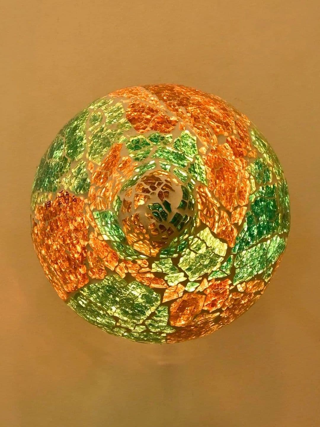 Myntra Elegant Homes Teal & Orange Textured Glass Abstract Shaped Shaped Wall Lamp