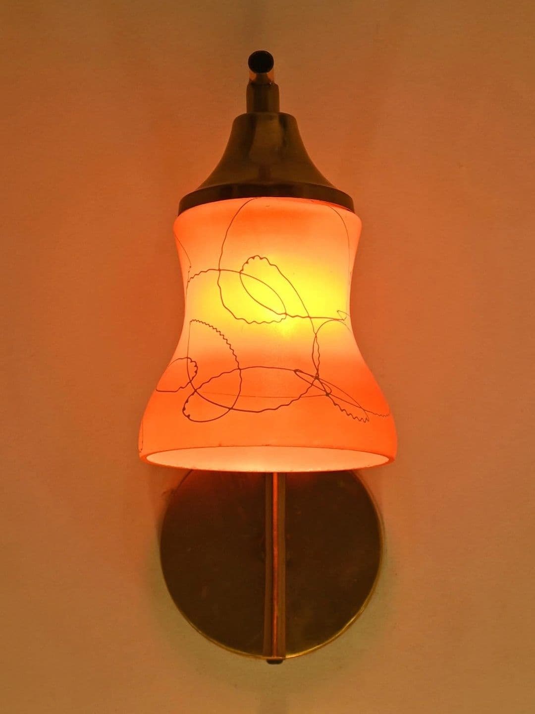 Myntra Elegant Homes Orange & White Glass Contemporary Frustum Shaped Wall Lamp