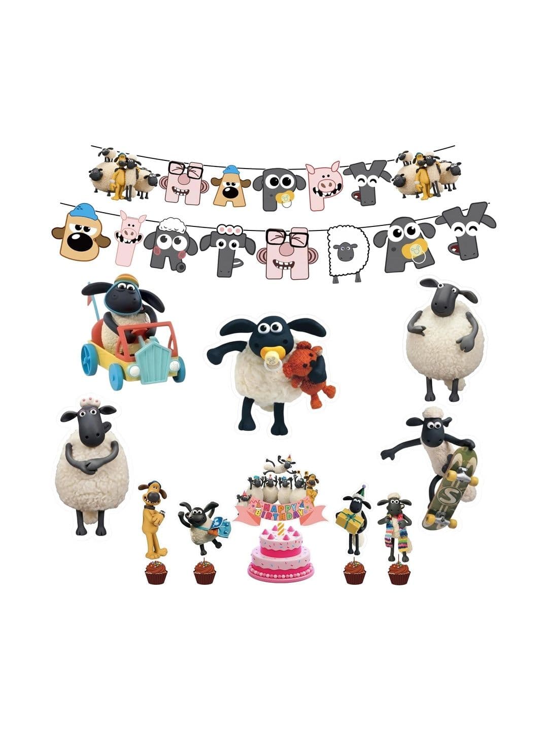 Partyjoy 12 Pcs Black Happy Birthday Decoration
