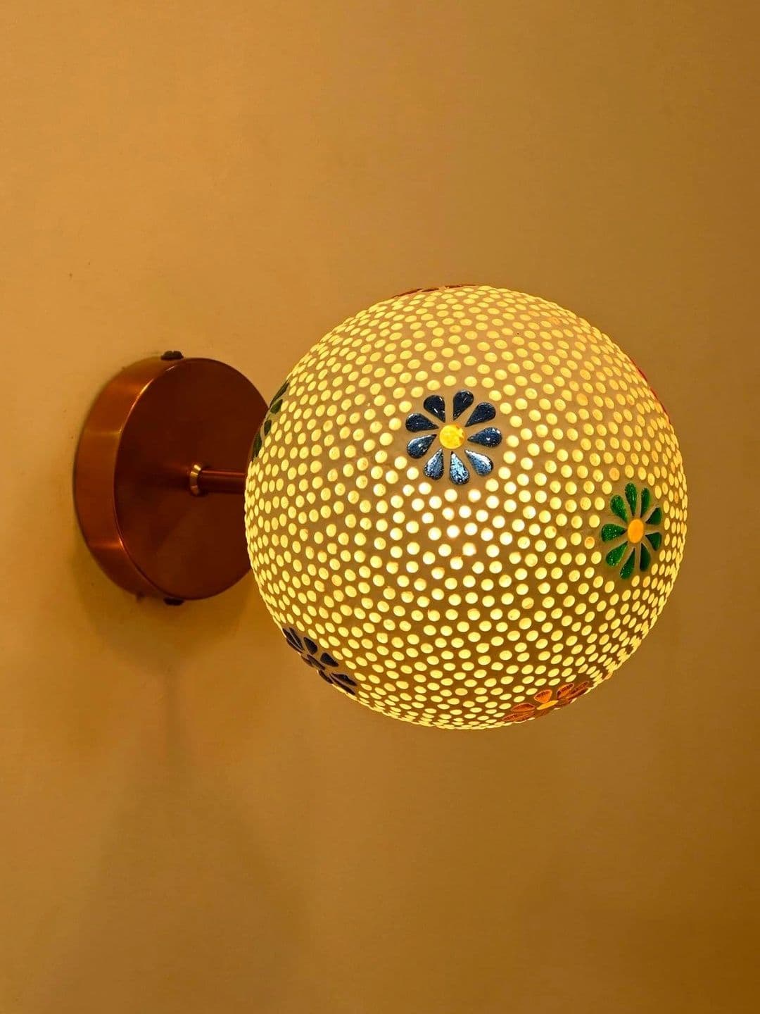 Myntra Elegant Homes Multicoloured Metal Spherical Shaped Wall Lamp