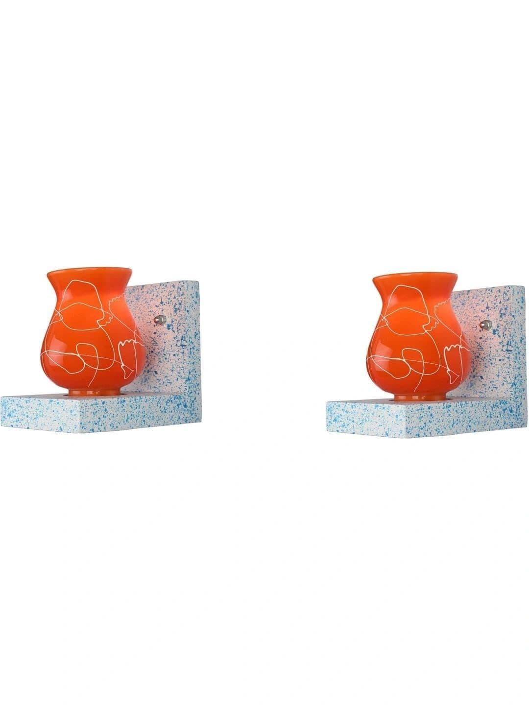 Myntra Elegant Homes Orange & White Printed Glass Quirky Rectangle Shaped Wall Lamp
