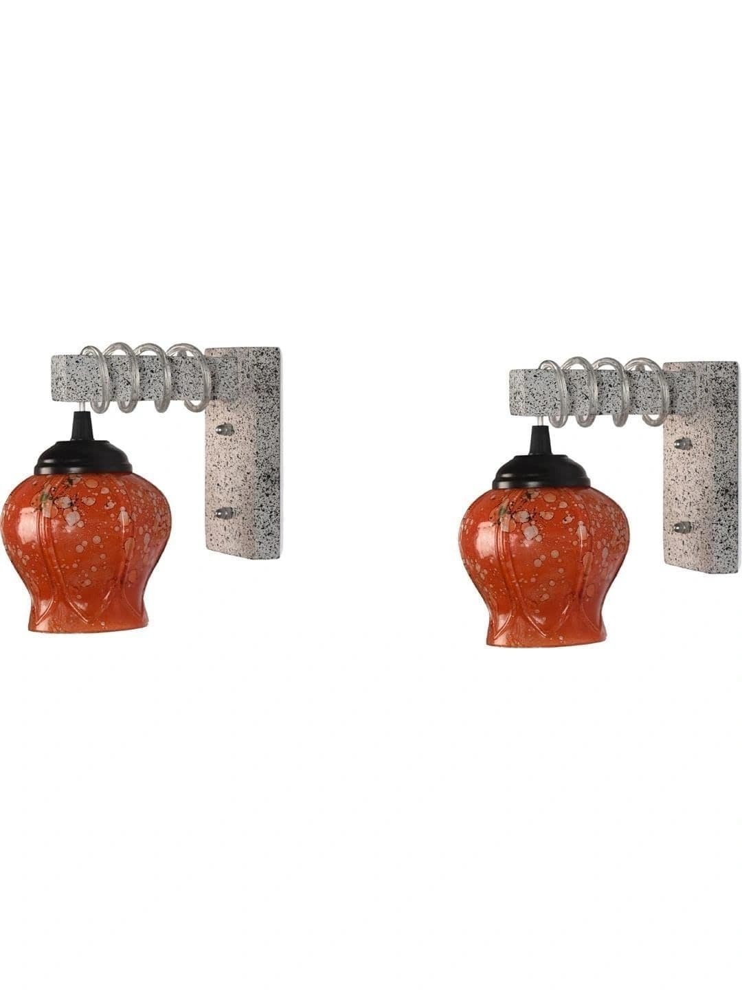Myntra Elegant Homes Orange Textured Glass Contemporary Abstract Shaped Shaped Wall Lamp