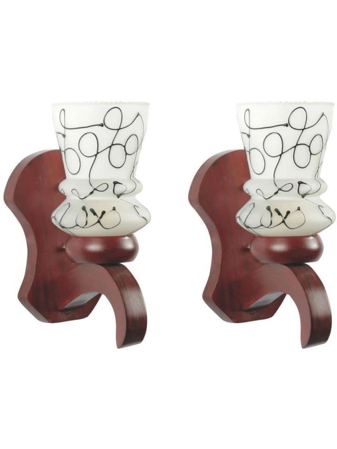 Myntra Elegant Homes Black & White Printed Glass Traditional Abstract Shaped Shaped Wall Lamp